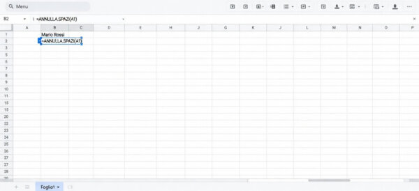 Eliminare spazi in google sheets